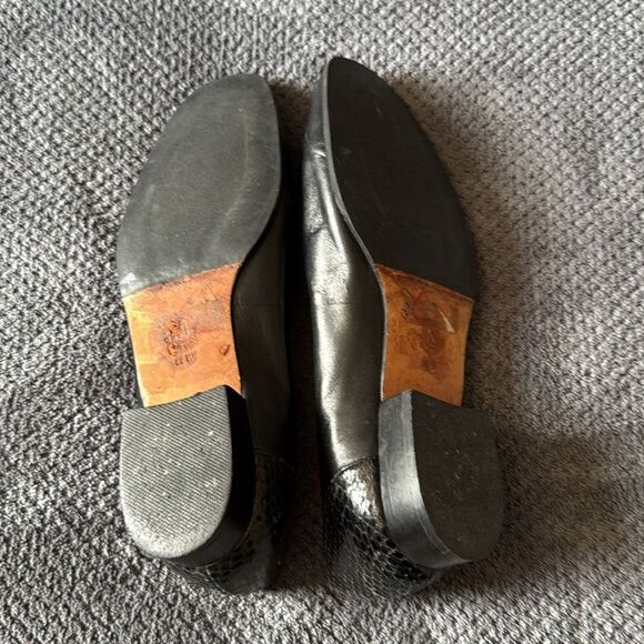 Nordstrom Black Textured Leather Loafers Slip On Flat Shoes Size‎ 8.5 - Picture 7 of 10